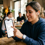 Persona usando las funciones de accesibilidad de un iPhone