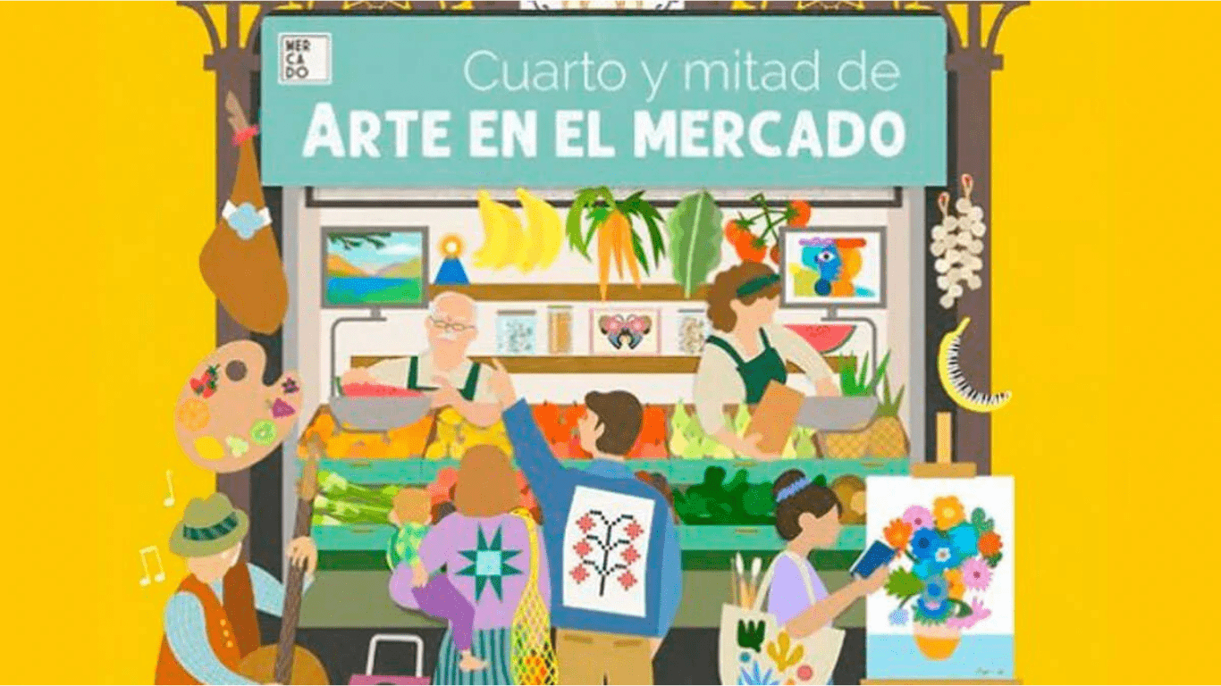 Cartel de 'Cuarto y mitad de Arte en el Mercado Central'